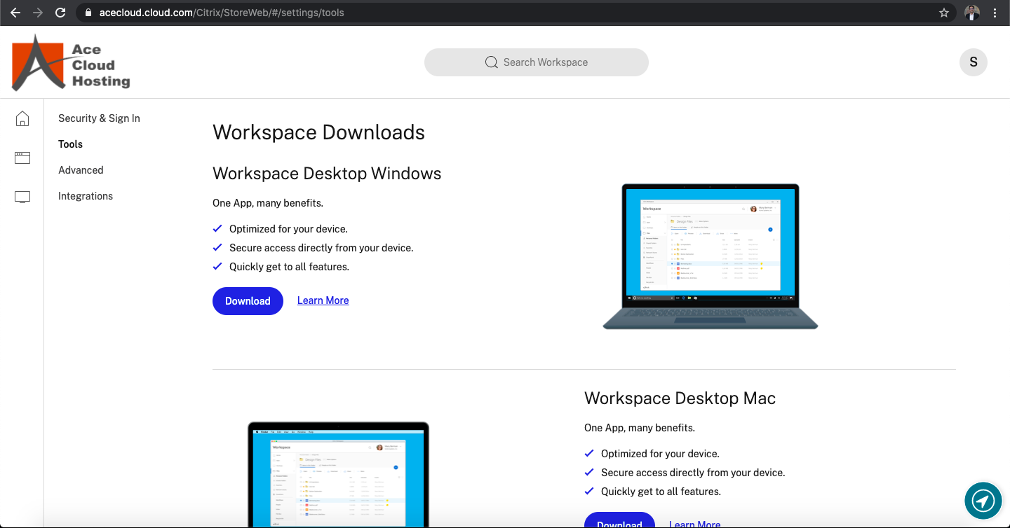 screenshot of Ace Cloud Hosting